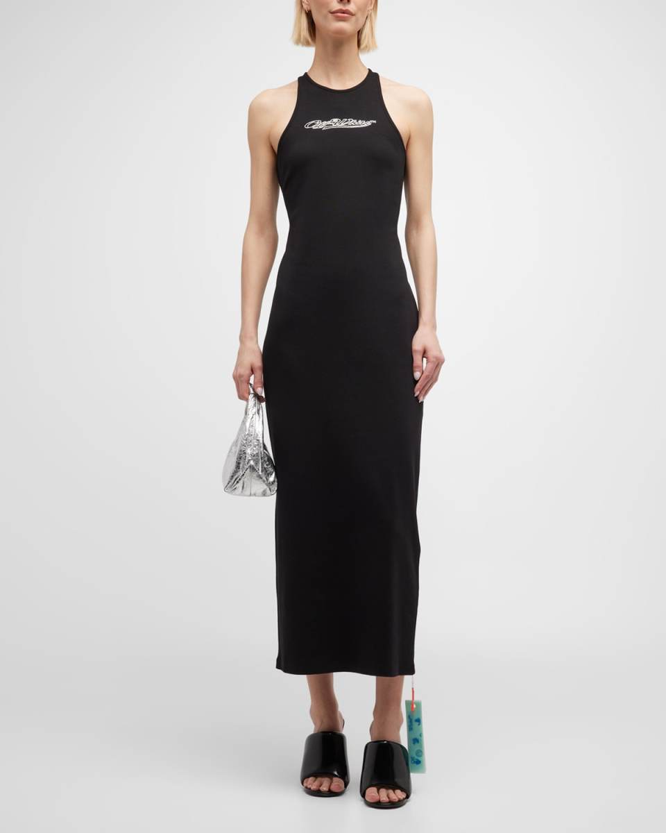 Bling Baseball Logo Rib Midi Dress
